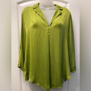 Stradivarius Women’s Sheen / Pear Green Satin Blouse